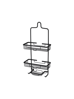 caddy 2 tier aluminium black 59x28cm