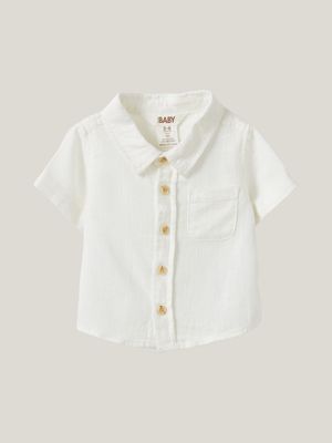 Cotton On Baby White Leonard Button Down Shirt