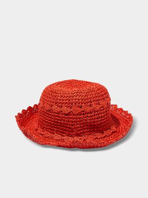 Women's Cotton On Red Emme Straw Bucket Hat