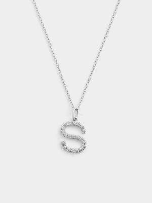 Cheté Sterling Silver Cubic Zirconia “S” Initial Pendant