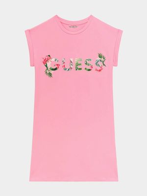 Older Girl's Guess Pink Stretch Baby Terry Dress