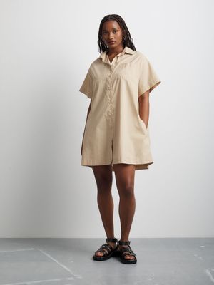 Women's Canvas Trapeze Shirt Dress