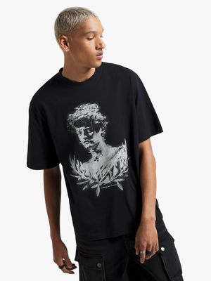 Men's Black Glitched Statue Graphic Top