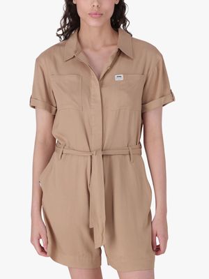 Women's Jeep Brown  Shortall With Belt Jumpsuit