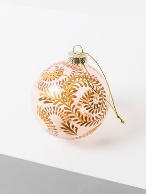 Spiral Fern Bauble Blush & Gold 8cm