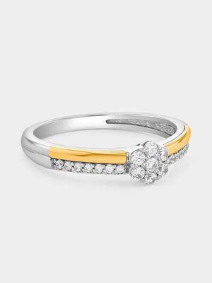 Yellow Gold & Sterling Silver Lab Grown Diamond Blossom Cluster Ring