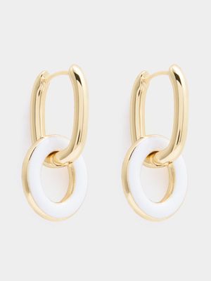 Luella Enamel Hoop Huggie Earrings