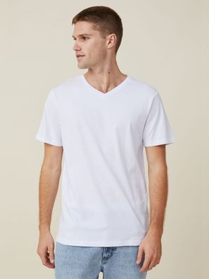 Men's Cotton On White Organic V-Neck T-Shirt