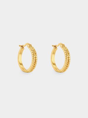 Gold Plated Sterling Silver Leaf Hoop Earrings