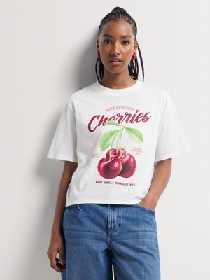 Y&G Cotton Boxy Cherries Novelty Tee