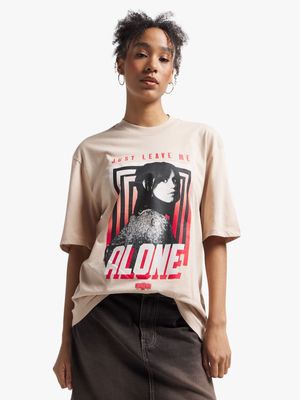 Women's Stone Leave Me Alone BeetleJuice Graphic Top