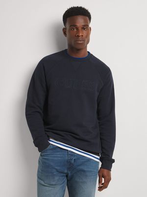 Men's Guess Blue Aldwin Crew Neck Sweatshirt