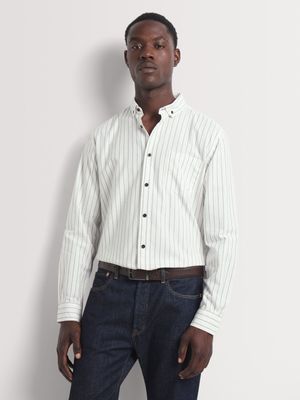 Men's Markham Stripe Oxfort White/Black Shirt