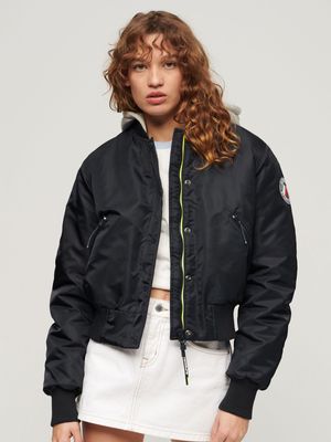 Women's Superdry Navy Hooded Bomber Jacket