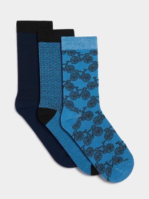 Men's Markham 3 Pack Bicycle Blue/Navy Socks