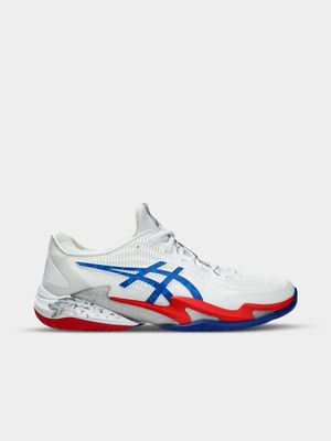 Mens Asics Court FF 3 Paris White/Blue/Red Court Shoes