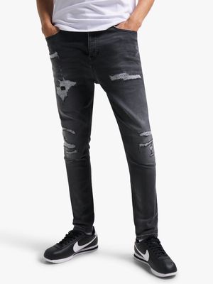 Redbat Men's Black Wash Carrot Jeans