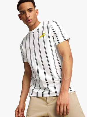 Mens Puma Sports Club White Striped Tee