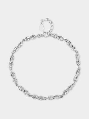 Sterling Silver Cubic Zirconia Infinity Bracelet