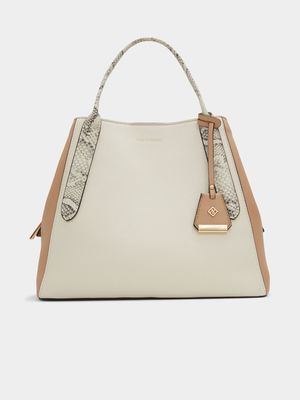 Women's Call It Spring Beige & Cream Lopburi  Tote Handbag