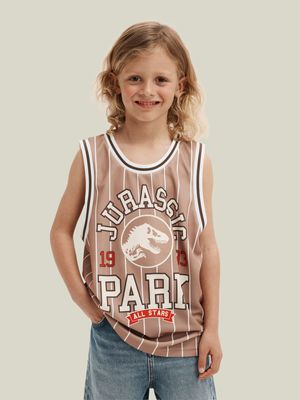 Cotton On Kids Boy Brown License Basketball Tank Top