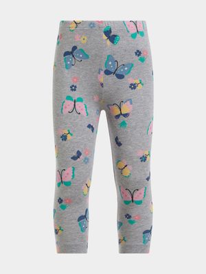 Older Girl's Grey Butterfly Leggings