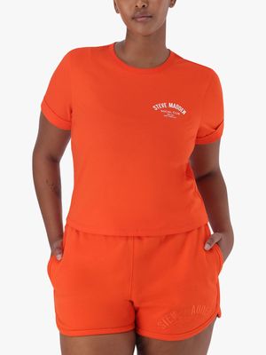 Women's Steve Madden Orange Pamala Basic Logo T-Shirt