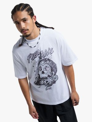 Men's White Feel Alive Graphic Top