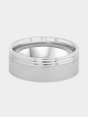 Stainless Steel Polished Grooves & Matt Ring