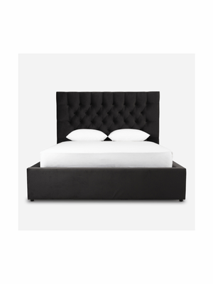 Avery Bed LuxGuard Velvet Charcoal Q xLength