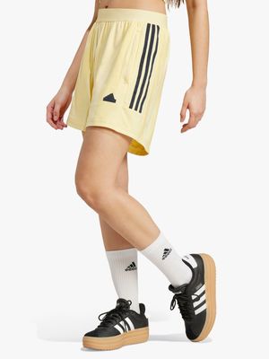 Womens adidas Tiro Cut 3-stripes Jacquard Yellow Shorts