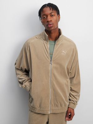 Puma Men's T7 Oversized Velour Oak Track Jacket