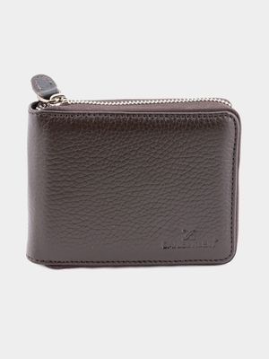 Daniel Klein Zip Around Brown Leather Wallet