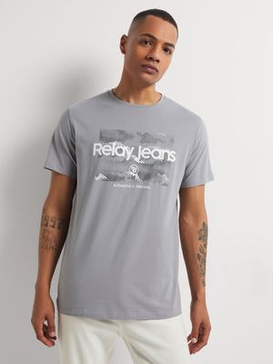 Men's Relay Jeans Camo Cotton Grey Graphic T-Shirt