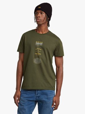 G-Star Men's Multi Logo Graphic Dark Green T-Shirt