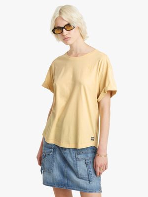 G-Star Women's Rolled Up Sleeve Boyfriend Yellow T-Shirt