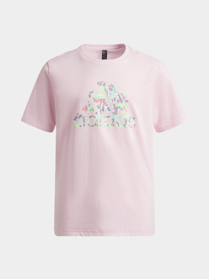 Girls adidas Flower Bos Pink Tee