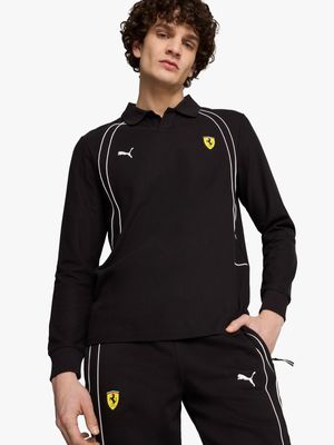 Puma Men's Ferrari Race Long Sleeve Black Polo Shirt