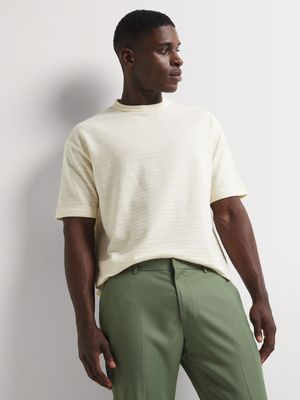 Men's Markham Textured Relaxed Fit Ecru T-Shirt