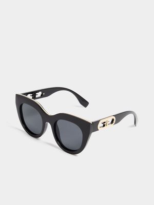 Metal Rim Oval Cat-Eye Sunglasses