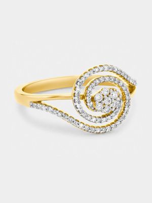 Yellow Gold 0.25ct Diamond Women’s Swirl Ring