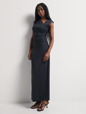 Asymmetric Draped Column Dress