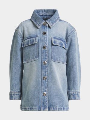 Younger Girl's Mid Wash Denim Shacket