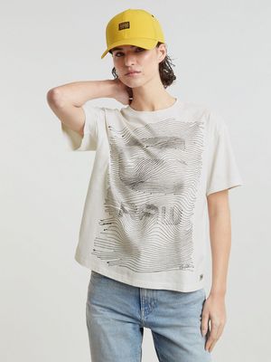 G-Star Women's Faux Embro Loose White T-Shirt