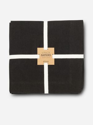 Linen Blend Napkins 4 Pack Black