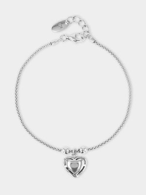 Sterling Silver & Cubic Zirconia Heart Rope Bracelet