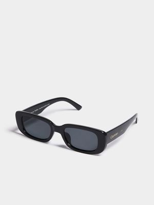 Women's Canvas Black Rectangular Sunglasses