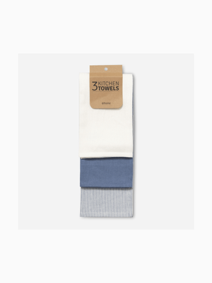 Tea Towels Blue 3pk