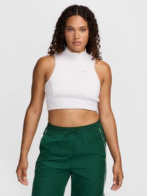 Nike Women's Chill Terry Slim Cropped 1/2-Zip French Terry Tank Top