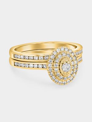 Yellow Gold 0.60ct Diamond Oval Halo Twinset Ring